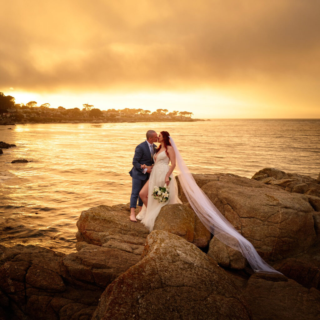 Wedding Rock Sunset Elopement Photography in Carmel California